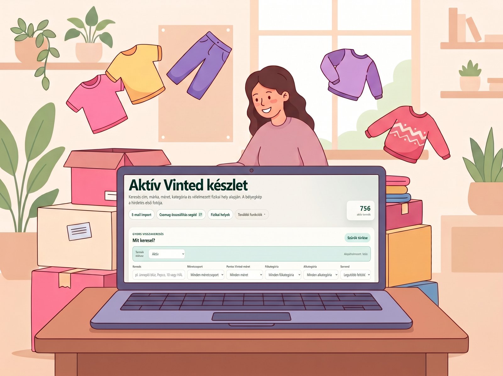 Illusztráció a Vinted-készlet nyilvántartóról