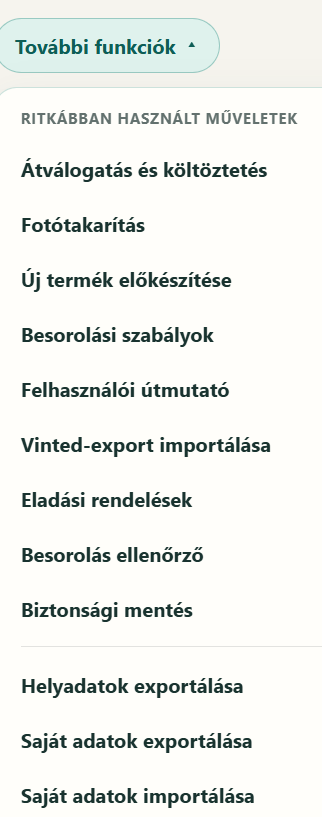 További funkciók, amiket ritkábban használok